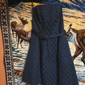 White House Black Market Strapless Navy Dress